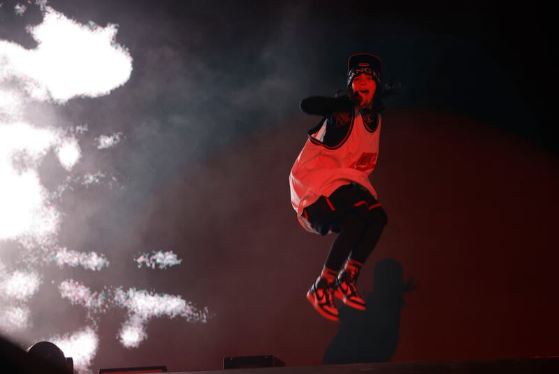 Billie Eilish during her headline performance at Electric Picnic on Friday night. Photograph: Alan Betson/ he Irish Times

