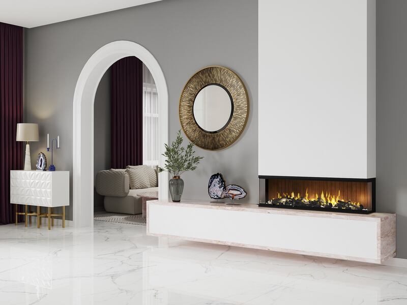 Pic: This electric fire, Dimplex Vivente 150 can be installed into homes that don’t have a flue – it’s ideal for apartment dwellers
