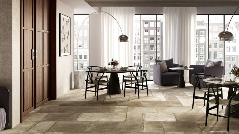 A lightweight lookalike tile that feels like ancient limestone from Lapidicia