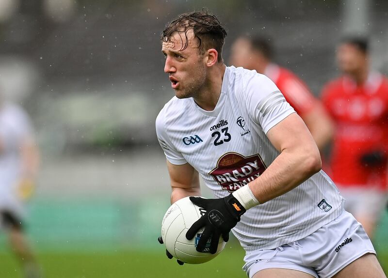 MU first year, MA student Darragh Kirwan of Kildare during the Leinster GAA Football Senior Championship Quarter-Final match between Kildare and Louth at O'Connor Park in Tullamore, Co Offaly, on May 1st, 2022. Photograph: Seb Daly/Sportsfile