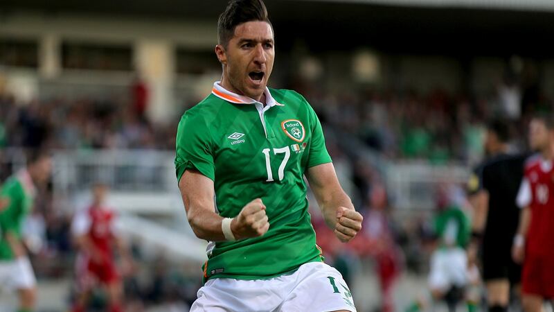 Stephen Ward celebrates his first goal. Photo: Inpho
