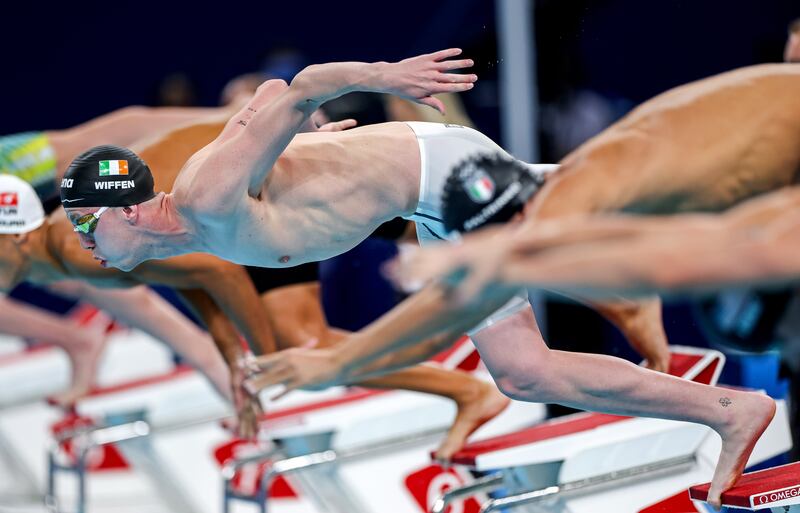 Ireland’s Daniel Wiffen at the start of the race. Photograph: James Crombie/Inpho