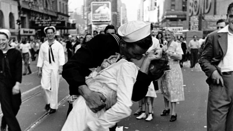 This  image of  VJ celebrations in New York’s Times Square was taken with a Leica camera