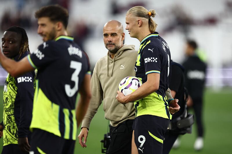 Pep Guardiola said he will allow Erling Haaland to decide if he is ready to play in their game against Brentford on Saturday following the death of a close family friend. Photograph: Henry Nicholls/AFP via Getty