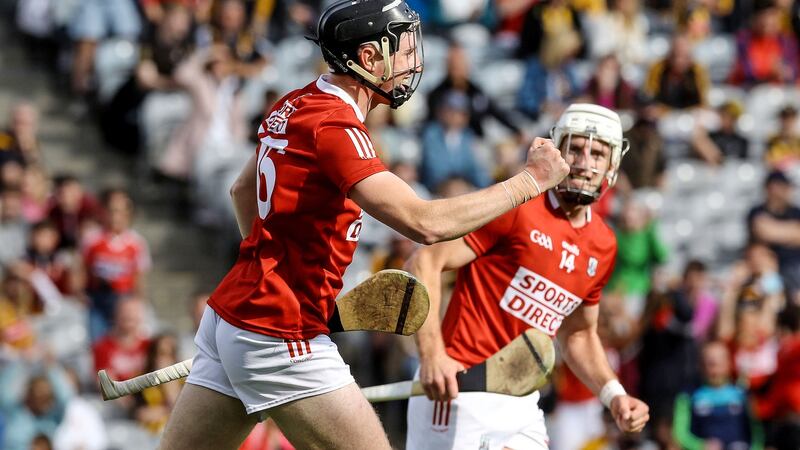 Cork’s Jack O’Connor celebrates scoring a goal during the All-Ireland semi-final against Kilkenny at Croke Park. Photograph: Lorraine O’Sullivan/Inpho