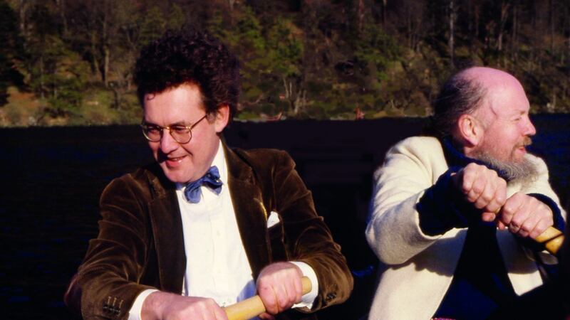 Anthony Palliser and Garech Browne rowing together on the lake at Luggala in 1991.