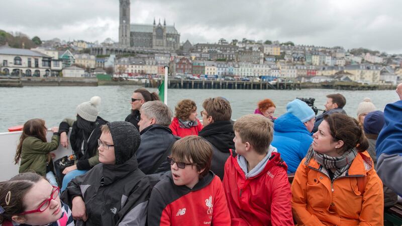 Visitors aboard the  Spike Island Ferry from Cobh in Co Cork. Photograph: Michael Mac Sweeney/Provision