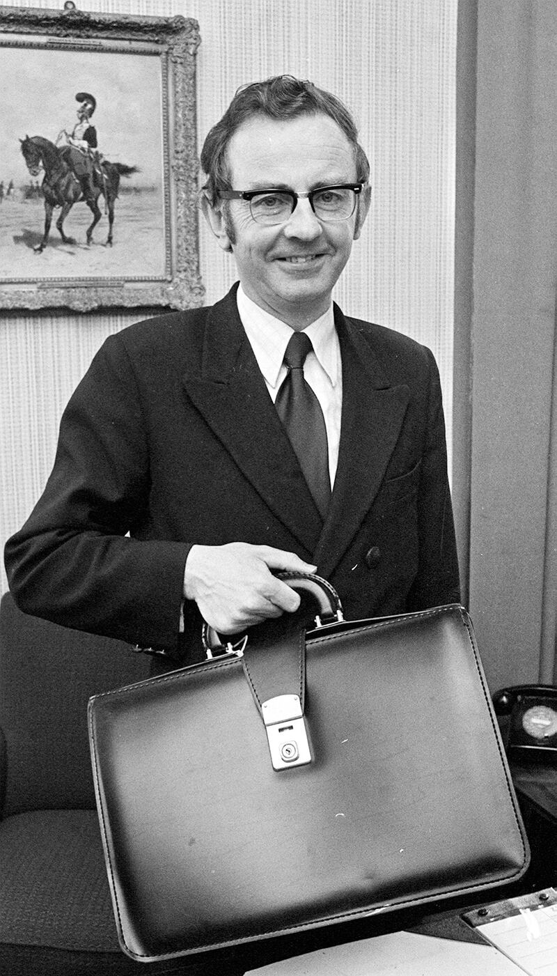 1973: Richie Ryan with the budget briefcase. Photograph: Getty Images