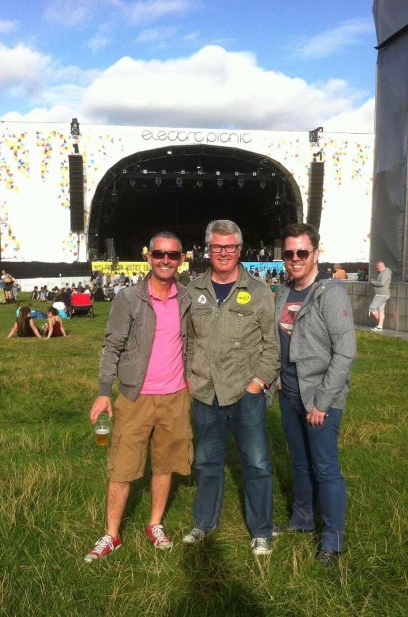Paul Flynn (centre) at Electric Picnic with Declan Maxwell (left) and Robert Scanlan.