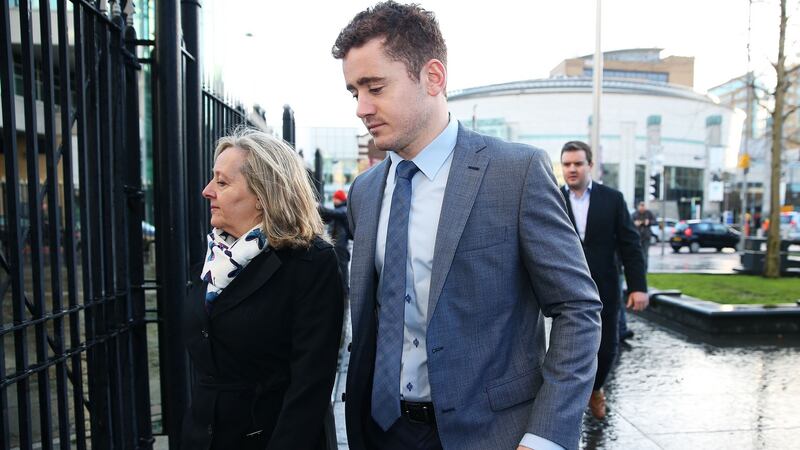 Paddy Jackson arrives at Belfast Crown Court on Thursday. Photograph: Brian Lawless/PA Wire