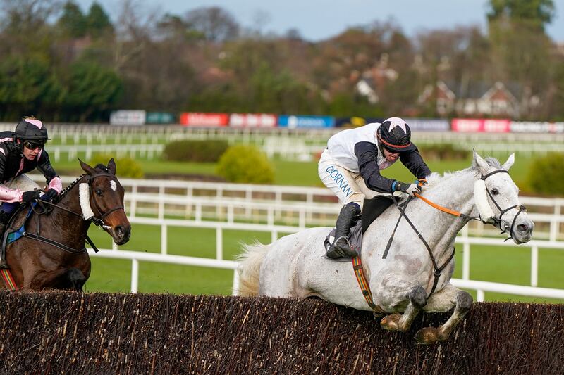 Darragh O'Keeffe rides Gentlemansgame clear the last to win The Ballymaloe Relish Beginners Chase at Leopardstown in December 2022. Photograph: Alan Crowhurst/Getty Images