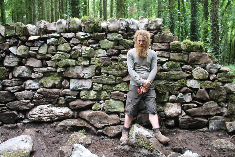 Dry stone walling workshop leader Fergus Packman, Friends of Merlin Woods. Photograph: Colin Stanley