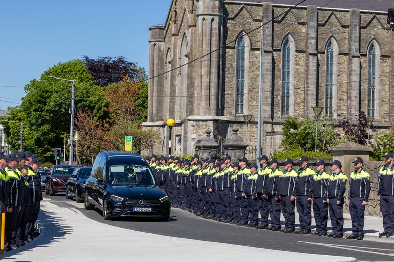 The funeral Cortege of Garda Kevin Flatley leaving St Peter and Paul’s Church, Balbriggan on Friday. Photograph: Tom Honan