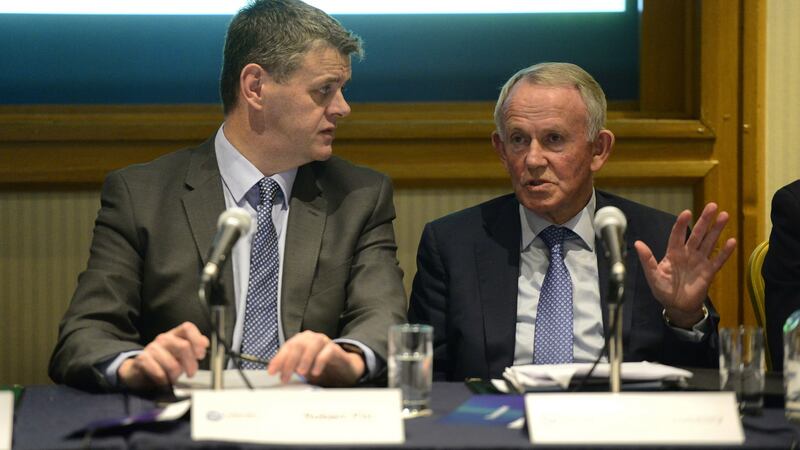 Independent News and Media chief executive Robert Pitt and chairman Leslie Buckley: engaged in a boardroom civil war. Photograph: Cyril Byrne