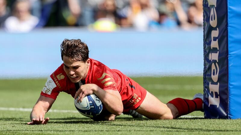 Toulouse scored the first try of the day through a breakaway Antoine Dupont effort. Photograph: Dan Sheridan/Inpho