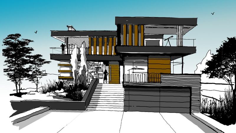 One architect’s imagining of how to revamp Koti, on Cunningham Road in Dalkey, a five-bed property at the end of a tree-lined driveway.