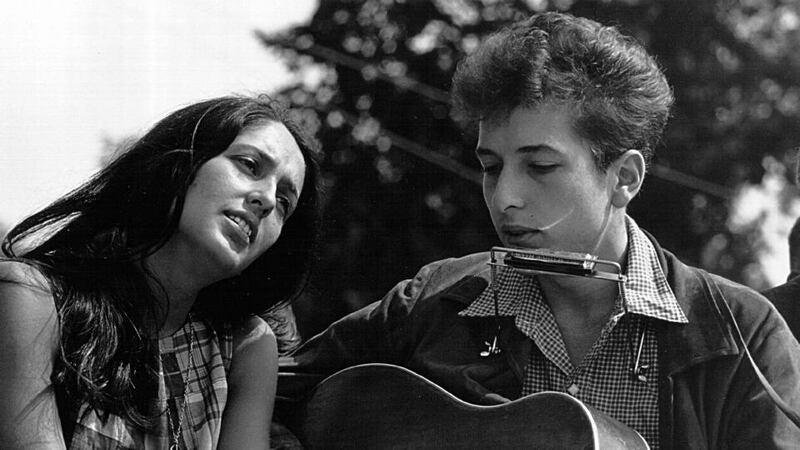 Folk stars: Richard Fariña’s friends Joan Baez and Bob Dylan. Photograph: Hulton/Getty