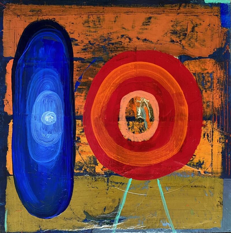 Random Encounters by Helen O’Connell. Acrylic and mixed media