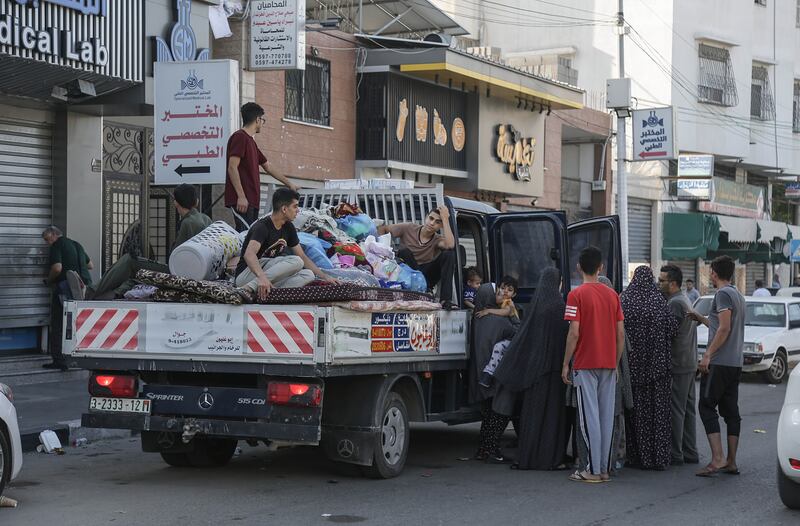 Residents of Gaza City leaving following an Israel demand for the evacuation of all civilians of northern Gaza ahead of an expected ground invasion. Photograph: EPA-EFE