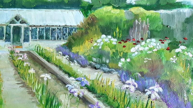 Painting by Alison Rosse in the walled garden at Bellefield, Shinrone, Birr, Co Offaly
