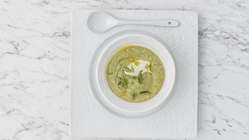 Green and good gazpacho. Photograph:  Harry Weir