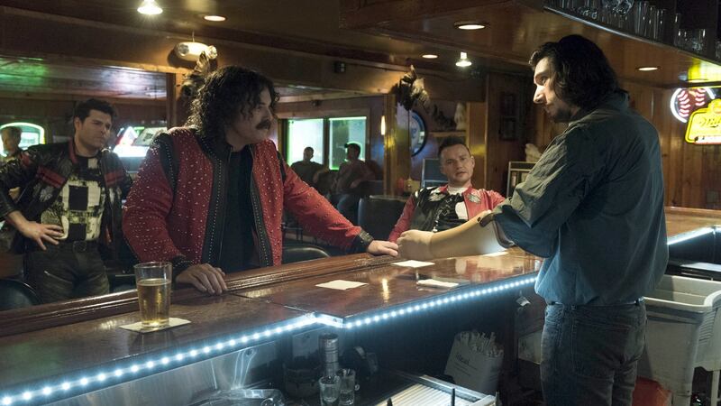 Seth MacFarlane  and Adam Driver in “Logan Lucky”: the film looks as if it was designed as a primer on the key Trump demographics. Photograph: Bleecker Street/AP