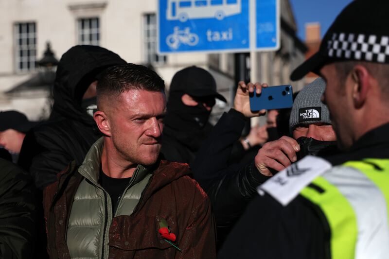 One podcast praised Tommy Robinson, a far-right agitator from the UK, for 'speaking the truth', and called for prayers for him and his family. Photograph: Andy Rain/EPA