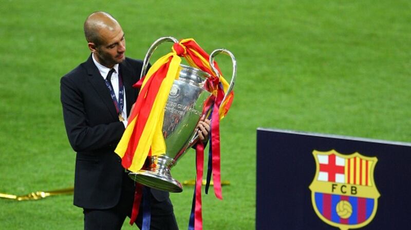 Pep Guardiola has now gone a decade without winning the Champions League. File photograph: Getty Images