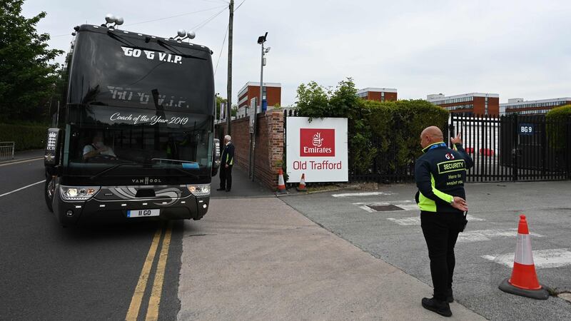 The West Indies arrive at their Old Trafford base ahead of a three-Test series against England. Photograph: Paul Ellis/Getty