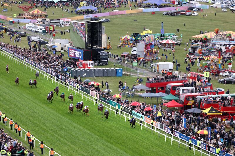 Wayne Lordan rides Lambourn to victory at Epsom. Photograph: Matt Alexander/PA