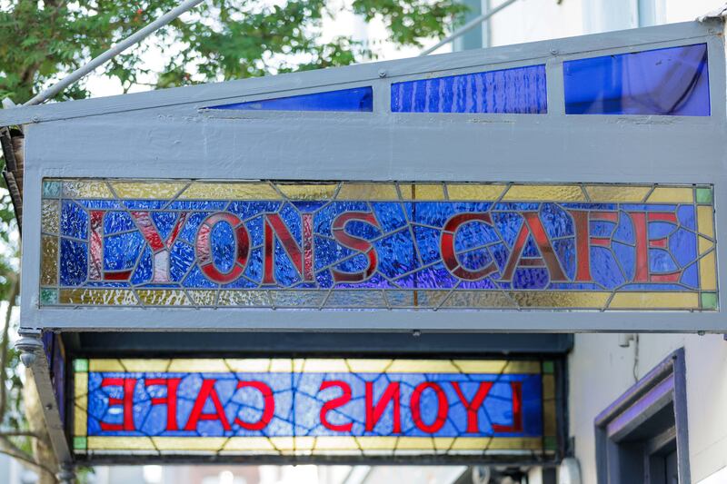 Stained glass canopy at entrance to Lyons Cafe in Sligo. Photograph: James Connolly