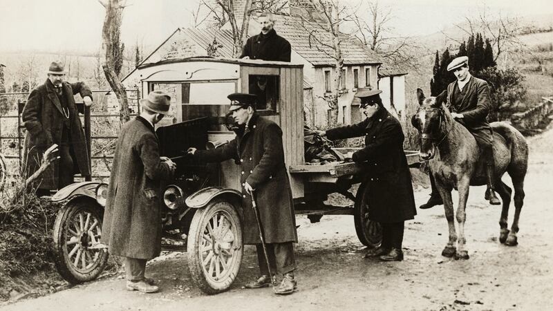 A Ford truck returning from the North is stopped at the Irish Free State border by customs officers and subjected to a thorough search. Photograph: George Rinhart/Corbis via Getty Images