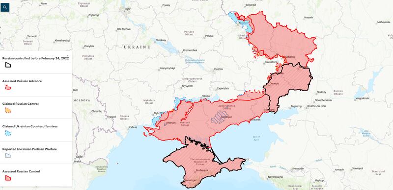 Map: Russian's invasion of Ukraine. Source: Institute for the Study of War