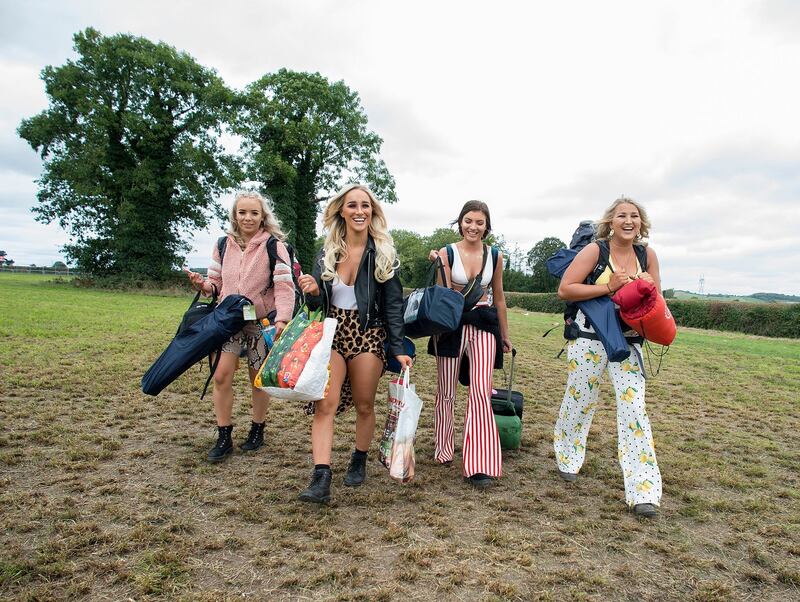 Electric Picnic 2018: friends Amy Griffin, Jessica Somerville, Laura Basquel and Connie Cleary arrive at Stradbally. Photograph: Dave Meehan