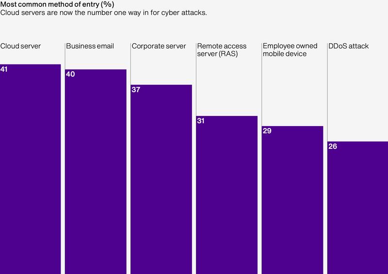 A graph illustrating the cyber weak spots within organisations