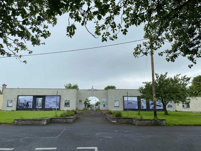 The Abbey at Cloontuskert, Co Roscommon, designed by Frank Gibney, with its distinctive arch and crucifix. Photograph: Deirdre Falvey