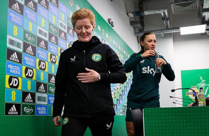“Five wins, four clean sheets, top of the group,” said McCabe while paying tribute to Gleeson’s brief tenure. Photograph: Ryan Byrne/Inpho