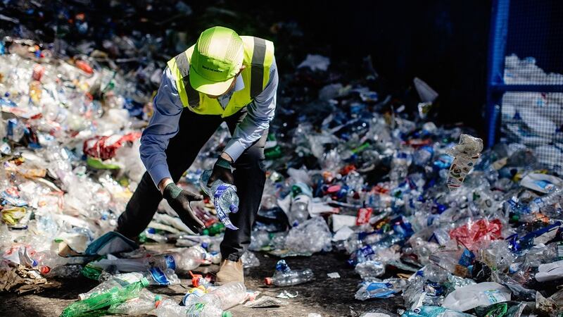 O'Donnell sorts plastic waste at MRF Tullamore