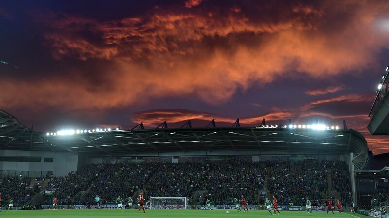 The red sky overhead on Monday night at Windsor Park. Photograph: Charles McQuillan/Getty Images)