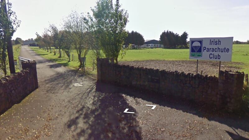 Gardaí said an aircraft took off from Clonbullogue airfield (above) with 16 parachutists on board, all of whom made their jump from the craft. File photograph: Google Street View