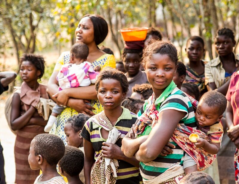 A photograph of residents of the remote village of Chabatama in northern Zambia. Photograph: Blaine Rennicks (blainerennicksdop.com)