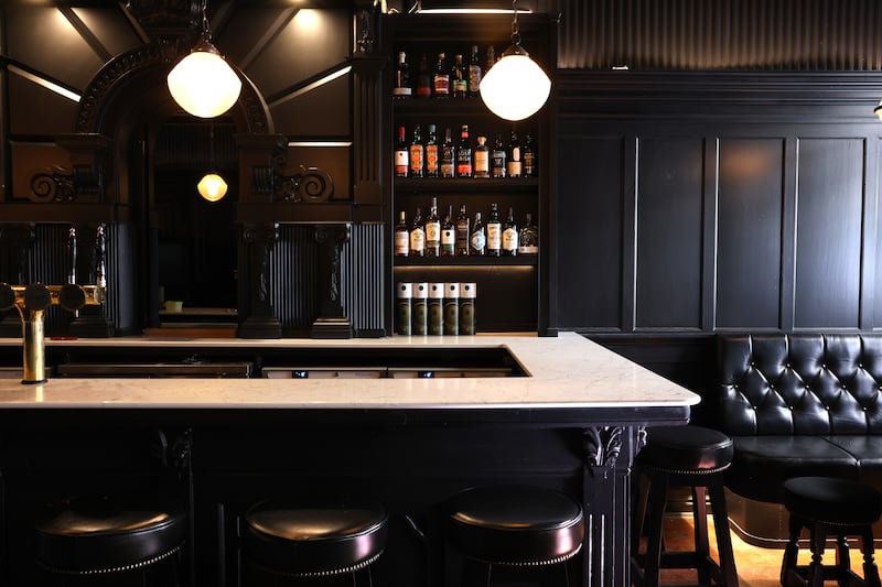 The new marble bar top in The Sackville. Photograph: Dara Mac Dónaill







