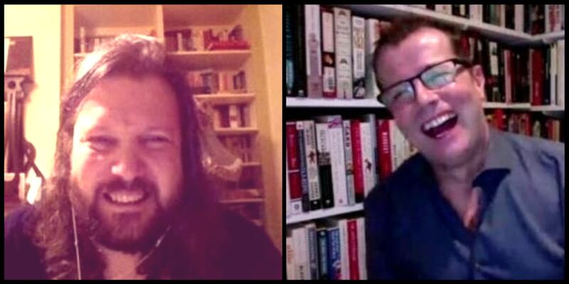 Irish Times writer Patrick Freyne and Paul Howard, creator of Ross O’Carroll-Kelly, during The Irish Times Winter Nights Festival on Tuesday