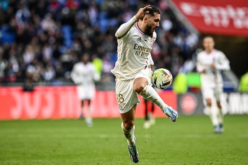Lyon midfielder Rayan Cherki has the most assists and created the most clearcut chances in Ligue 1 this season. Photograph: Jeff Pachoud/AFP via Getty Images