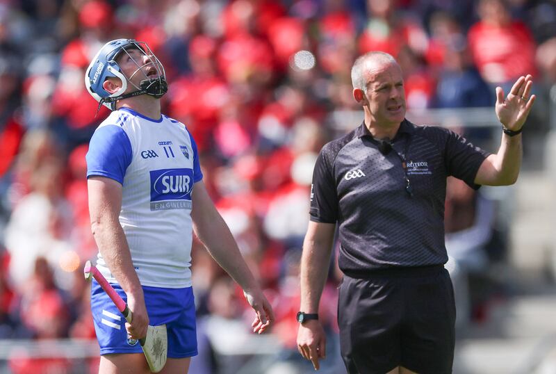 Waterford’s Stephen Bennett reacts after not being awarded a penalty against Cork. Photograph: James Crombie/Inpho