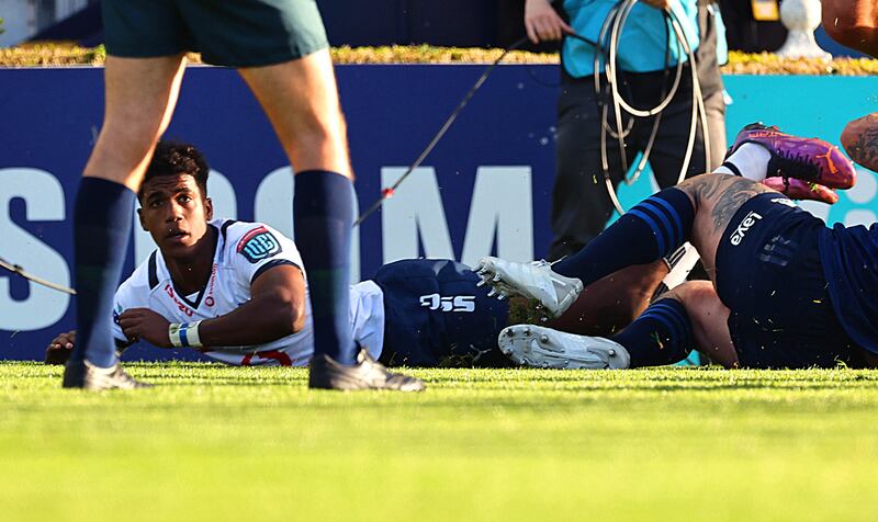 Canan Moodie saw his try disallowed after replays showed he had dropped the ball over the line. Photograph: Billy Stickland/Inpho