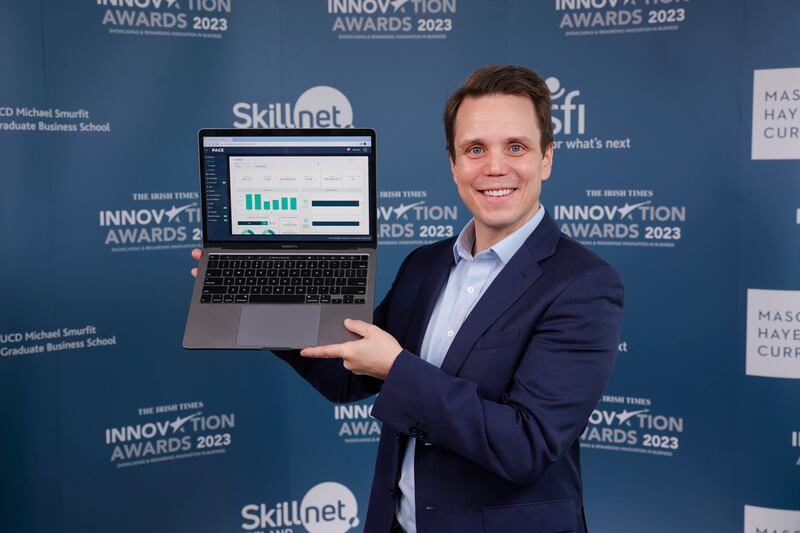 Cathal Foley of Fexco at The Irish Times Innovation Awards 2023 final judging day. Photograph: Conor McCabe Photography.
