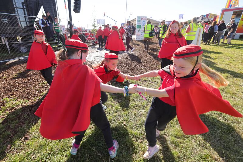 Members of the Shanahoe National School Band at the National Ploughing Championships in Ratheniska, Co Laois.
Photograph: Alan Betson/The Irish Times

