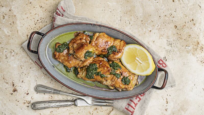 Roast chicken thighs with honey and chermoula