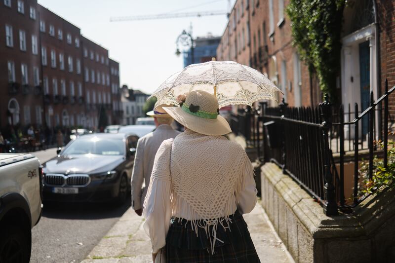 People celebrate Bloomsday on Dublin's North Great George's Street. Photograph: Dan Dennison